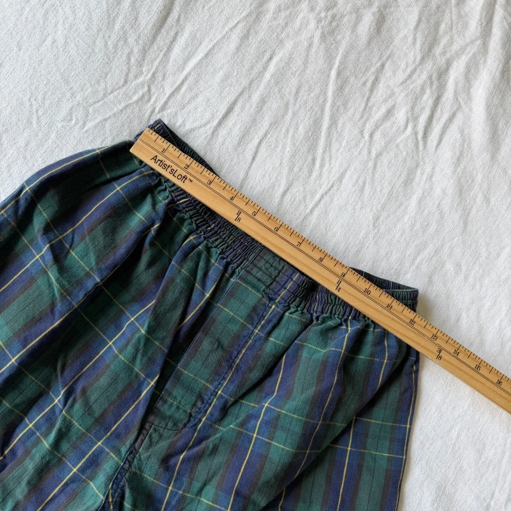 Disney Store Mens Mickey Mouse Plaid Boxer Shorts Green Blue Woven Cotton Small